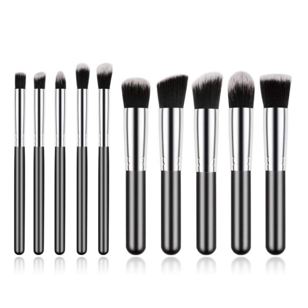 Professional Wooden Handle Makeup Brushes Kit for Foundation, Concealer, Powder, Face and Eye Makeup - Black - Image 5